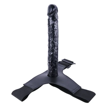 Varpos imitatorius Strap On Long Dildo, juoda