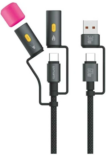 Kabelis USB-C 4smarts Explorer 4w1 60W 1m juoda