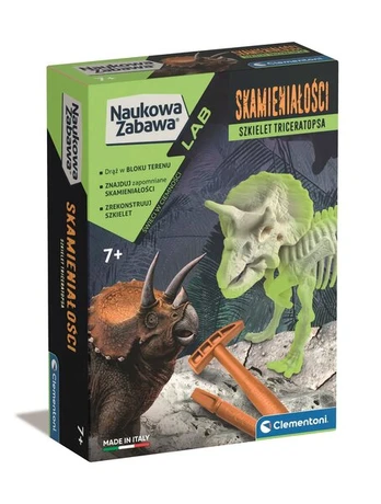 Fluorescencinis triceratopo skeletas, žalias