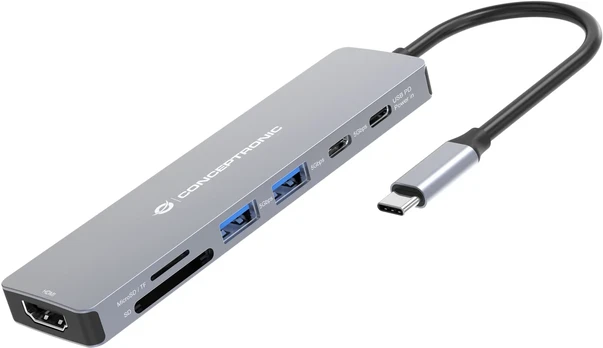 CONCEPTRONIC 7-1 Dock USB-C->HDMI/USB-C/2xUSB-A/+ 25cm gr