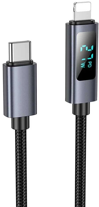 Planšetė HOCO cable Type C to Lightning with display PD 27W X112 1 m juodas