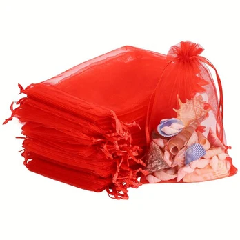 Organza dovanų maišeliai, Red 7*9cm