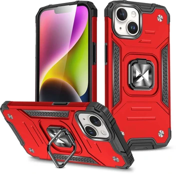 Wozinsky Pancerne etui su laikikliu na palec do iPhone 15 Plus Ring Armor raudona