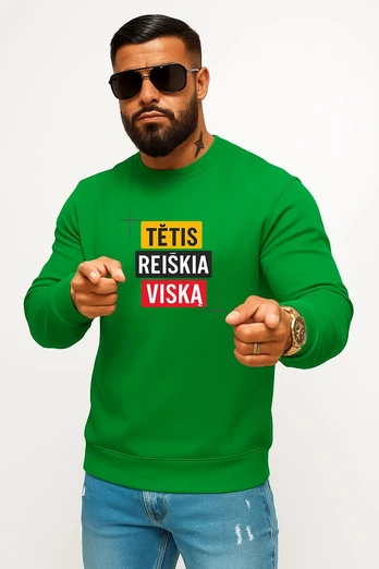Vyriškas žalias džemperis Tėtis reiškai viską