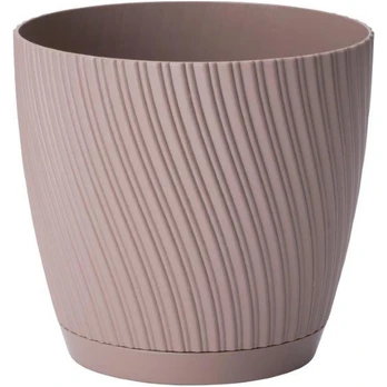 FORM PLASTIC Vazonas MIKA su padėklu 17cm, Rudas