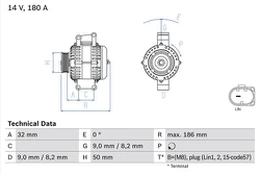 BOSCH 0 986 084 590 Kintamosios srovės generatorius