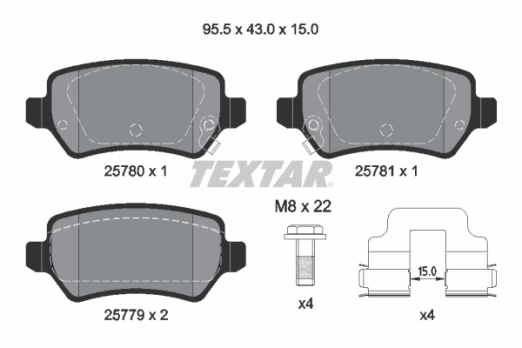 TEXTAR 2578001 Brake pad set