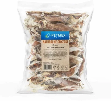 PETMEX Uszy Królika z futrem 200g