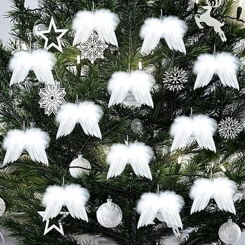 12 stuks witte veren kerstdecoraties