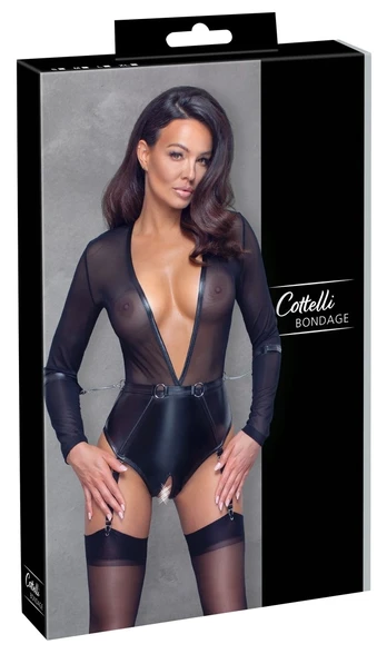 Cottelli Bondage bodis su antrankiais, matinis, juodas, L