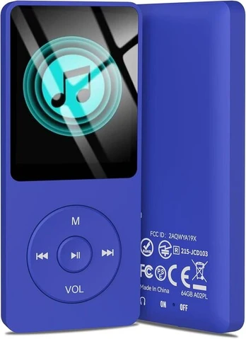 MP3 grotuvas 64GB MP3 grotuvas, 70 val. atkūrimo, mėlynas