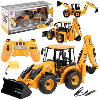 Rc buldozeris Double E JCB 4XC Backhoe, 1:20, geltona