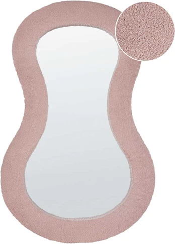 Beliani Sieninis veidrodis PLANCHEZ 70 cm 112 cm Boucle rožinis