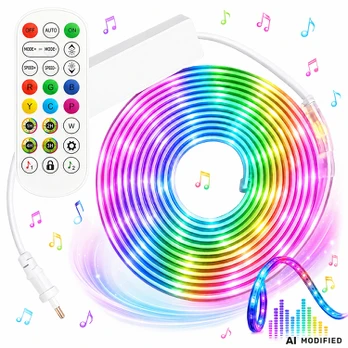 RGB LED neoninė juosta 10m, Bluetooth, USB, su pulteliu