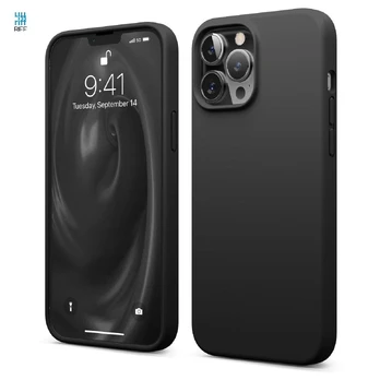 Riff Thin &amp; Soft silicone case with soft fiber inside for Apple iPhone 14 Black