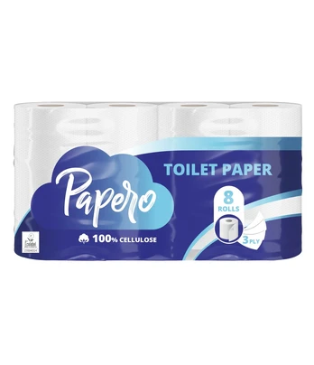 Tualetinis popierius PAPERO, 3 sluoksnių, 8vnt