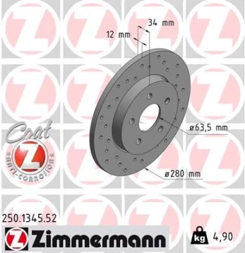 Stabdžių diskas ZIMMERMANN 250.1345.52