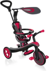 Triratukas Globber Explorer 4 in 1, juodas/raudonas kaina