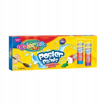 Colorino plakatų dažai 30 ml, 12 spalvų
