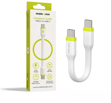 Dėklas Mobile Origin Kompaktiškas USB-C–USB-C laidas, baltas