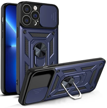 Dėklas Hybrid Armor Camshield iPhone 13 Pro Max Mėlynas
