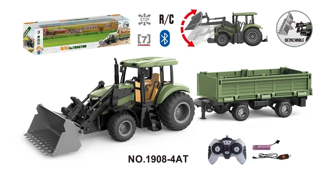 Green Tractor with Trailer R/C 1:20