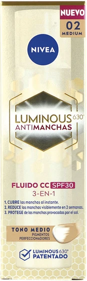 Nivea LUMINOUS 630º ANTI STAIN CC fluid SPF30 #medium 40 ml