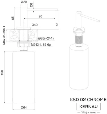 Dozatorius Kernau KSD 02 Chrome
