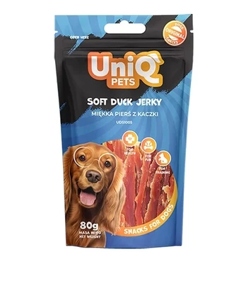 Uniq Pets Soft Duck Jerky minkštos antienos file šunims, 80 g