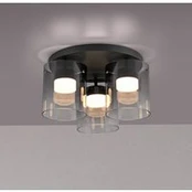JUST LIGHT. LED lubų šviestuvas Elio dūminis stiklas, 3 lemputės, juodas