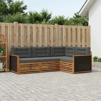 Lauko sofos komplektas 4 pcs Natūralus ir antracitas