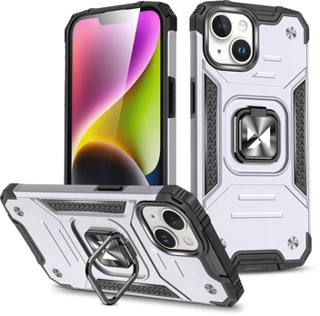 Wozinsky Pancerne etui su laikikliu na palec do iPhone 15 Plus Ring Armor sidabrinė