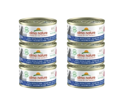 Almo Nature HFC Natural, katėms, tunas su midijomis, 6x70 g