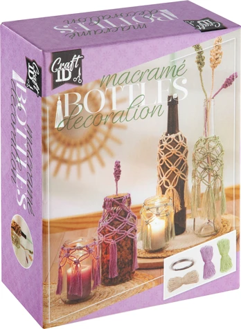 Craft ID - Macrame set bottle decoration with flowers (CR1727/GE)
