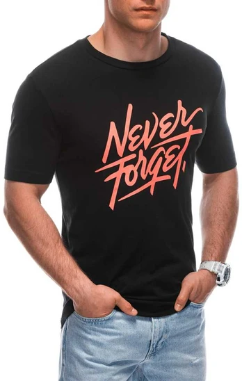 men's printed t-shirt s1935 - juodas