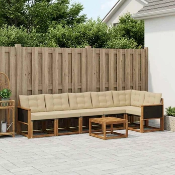 Lauko sofos komplektas su pagalve 7 pcs Natūralus ir bežinis
