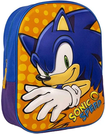 3D mokyklinis krepšys Sonic Orange Blue 25 x 31 x 9 cm