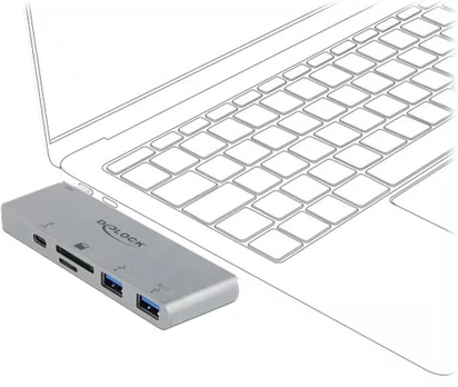 HUB USB Delock 1x SD 1x USB-C PD 1x Micro SD + 2x USB-A 3.2 Gen1 (64078)
