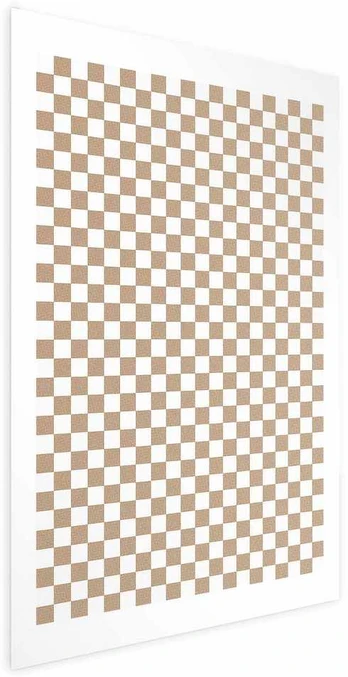 Artgeist Plakatas - Geometry and Browns - a chessboard pattern in neutral shades