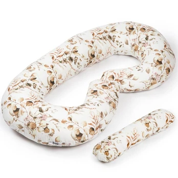 FLUMI maitinimo pagalvė TYPE C, Cream leaves