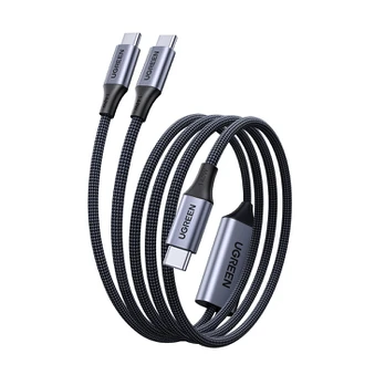 USB kabelis Ugreen 2-in-1 USB-C kabelis - 2xUSB-C PD 140W 2m - juodas