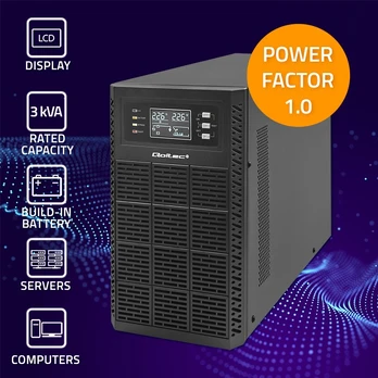 Qoltec 52282 Online UPS | 3kVA | 3000W | Power factor 1.0 | Battery 6x12V/7A