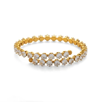 Troli Glittering adjustable bracelet with zircons Gold