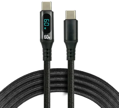 everActive 2m USB-C PD 3A 60W pintas kabelis su LCD ekranu CBB-2PDL
