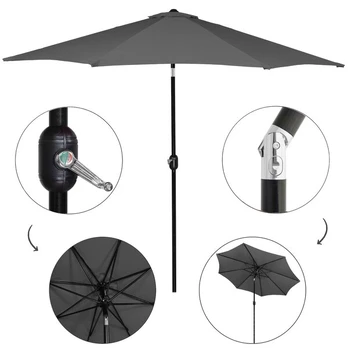 Lauko skėtis Springos GU00200, 300 cm, pilkas