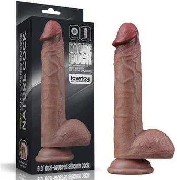 LOVETOY 9 colių dvisluoksnis silikoninis varpa