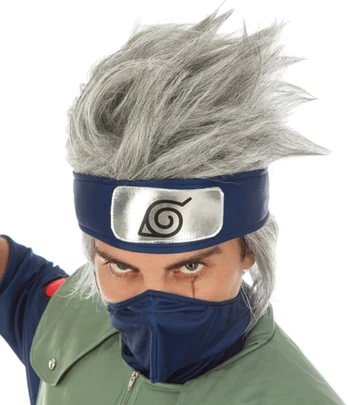 Chaks Naruto perukas Kakashi Hatake kostiumo aksesuaras, pilkas