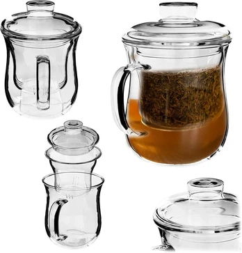 Kadax Stiklinė arbatai su sieteliu ir dangteliu, 370 ml