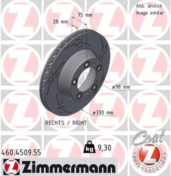 Stabdžių diskas ZIMMERMANN 460.4509.55