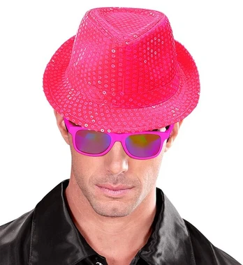 NEON PINK SEQUINED FEDORA